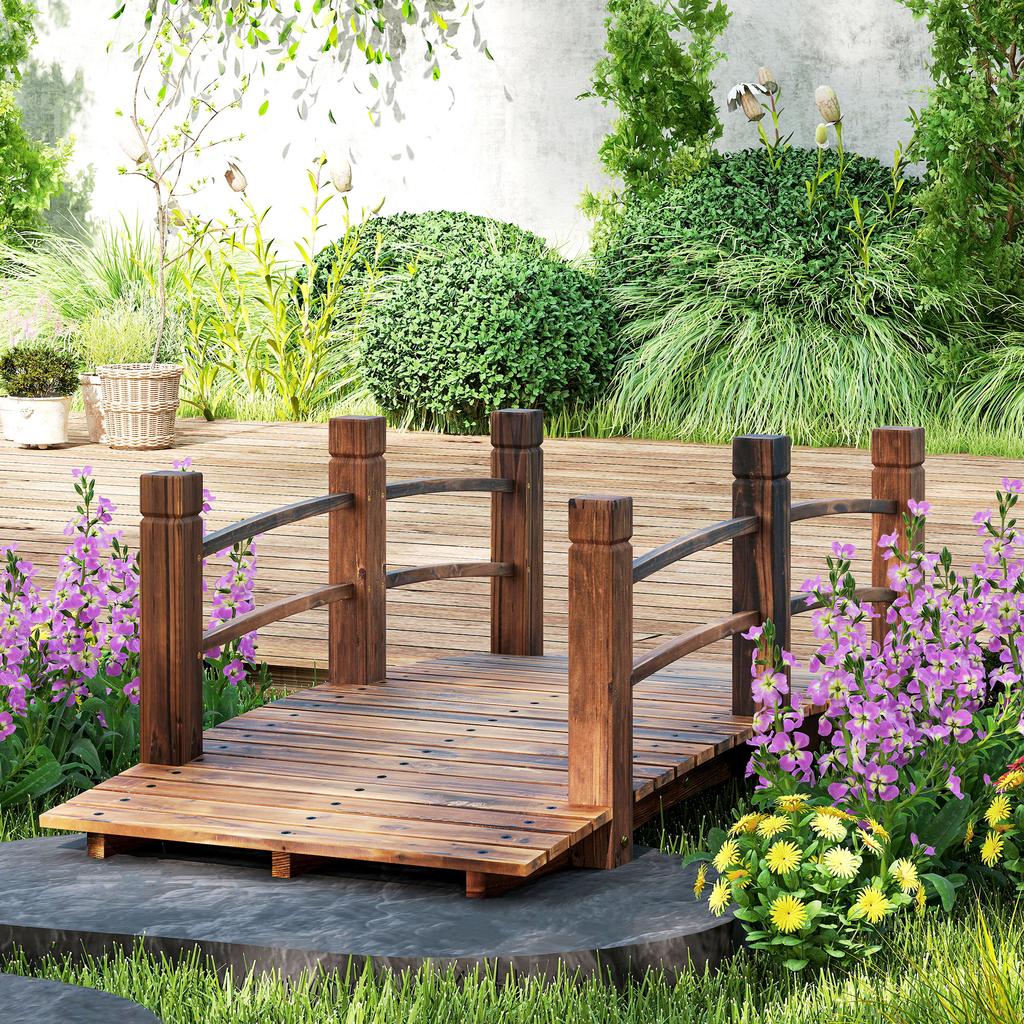 Garden Bridge - Pond Bridge - Wooden Footbridge - Garden Decoration 152.5L X 67W X 48H Cm - Wood of