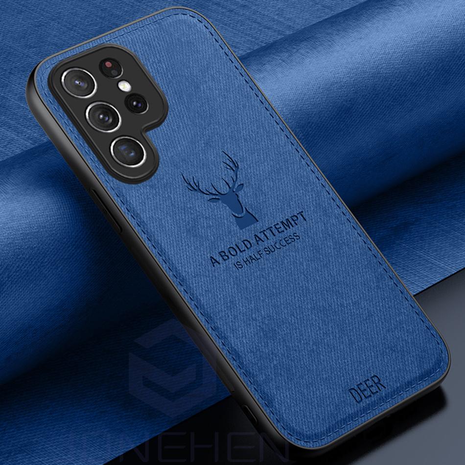 Leather Deer Case For Samsung Galaxy S8 S9 S10 S20 Note 8 9 10 Plus 20 S21 S22 S23 S24 Ultra Shockproof Soft Cover