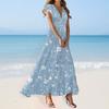 Boho Dress For Women Casual Loose Fit Summer Sundress Floral Print Dress With Pocket