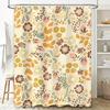Vintage Floral Shower Curtain Cream White Multicolor Boho Decor Bath Mat Set for Bathroom Home Decoration Waterproof Fabric
