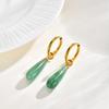 Women's Amethyst Teardrop & Tiger Eye Malachite Gold Earrings