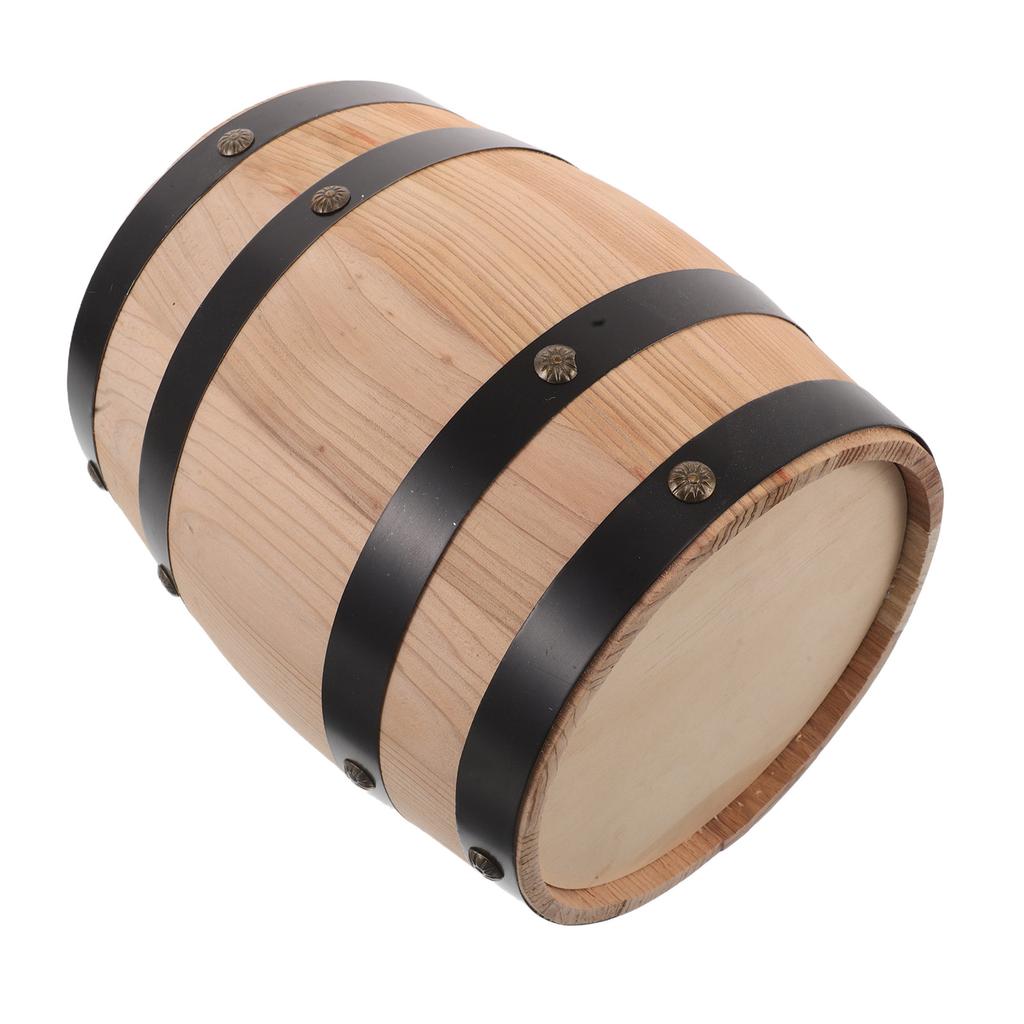 Handmade Oak Barrel Piggy Bank Large Rustic Wooden Money Bank Decorative Vintage Coin Storage Box for Saving Christmas