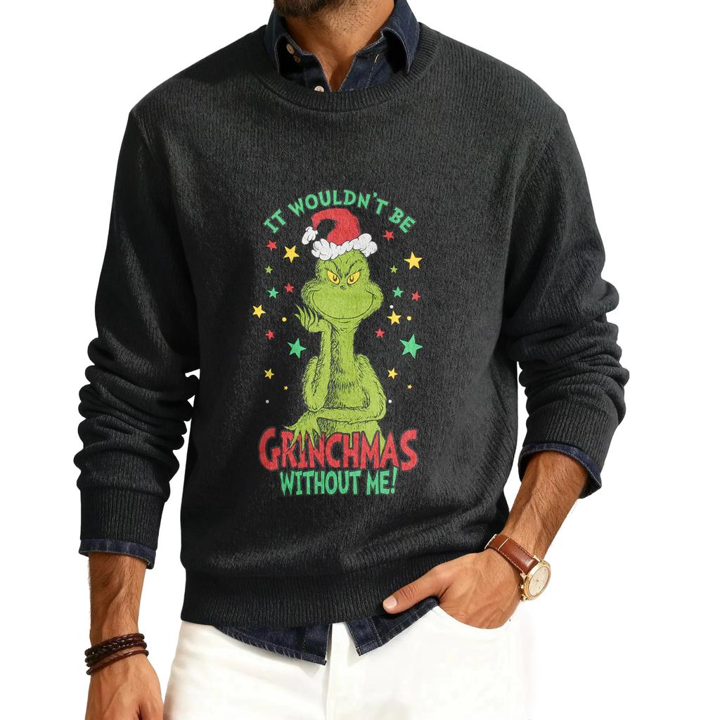 Men's Round Neck Long Sleeve Ribbed Knit Pullover