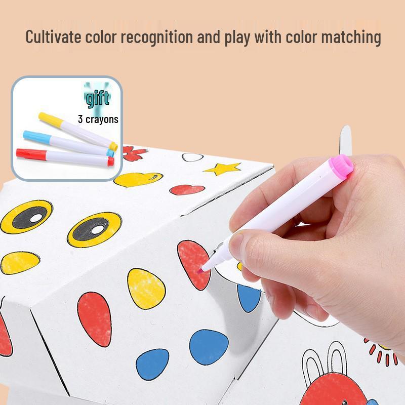 3D Animal Puzzle DIY Cardboard Painting Kit – Educational Toy for Children