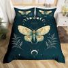 Gothic Moth Duvet Cover, Butterfly Bedding Set Full Queen Flower Weed Botanical Comforter Cover Psychedelic Galaxy Quilt Cover