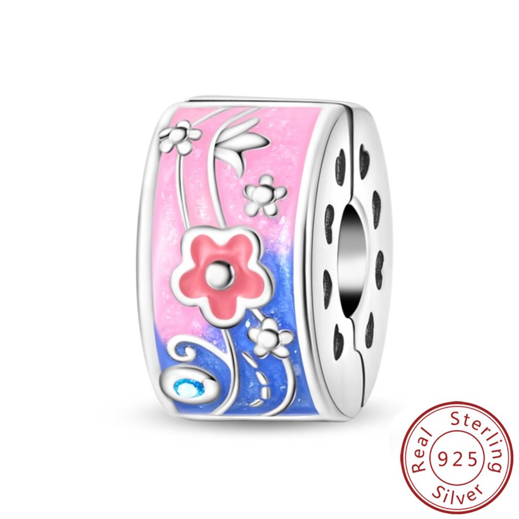 925 Silver Paw Prints Flowers Stars Moon Butterfly Safety Buckle Spacer Beads Fit Bracelets Necklace DIY Jewelry Gifts