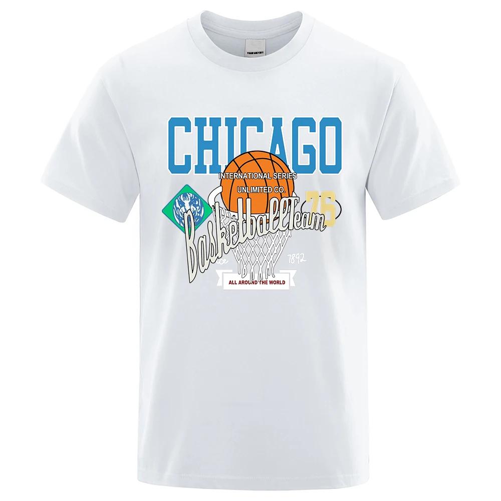 Chicago Basketball Team 76 Trikot T-Shirt Für Herren Lustige Bedruckte Kleidung Lockere Baumwolle Kurzärmelig Mode T-Shirts