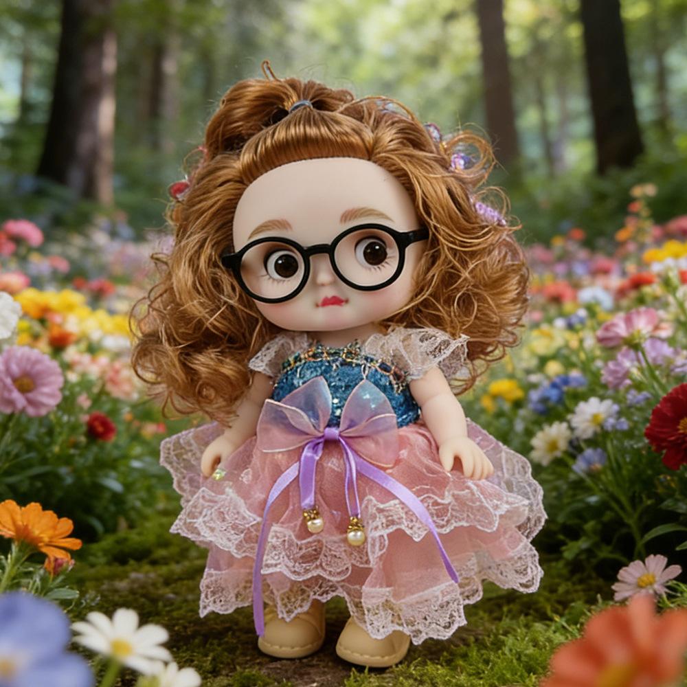 

28cm Long Hair Doll Cute Expression Doll Decoration Accessories Home Toys Children s Gifts Gift Box Packaging Include Clothing Shoes Glasses Gift box packaging Doll
