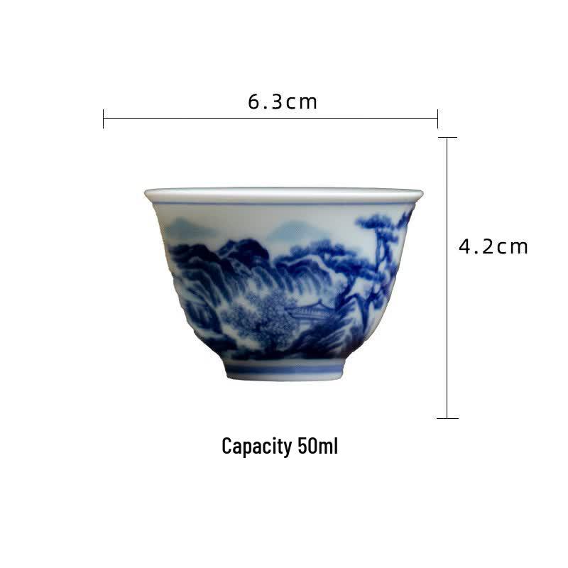 Longquan Celadon Blue and White Teacup