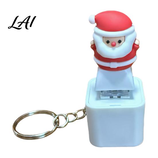 Christmas Light Up Toy Santa Sound Keychain Interactive Glowing Ornament with Festive Tunes Holiday Stocking Stuffer for Kids USB-C Rechargeable