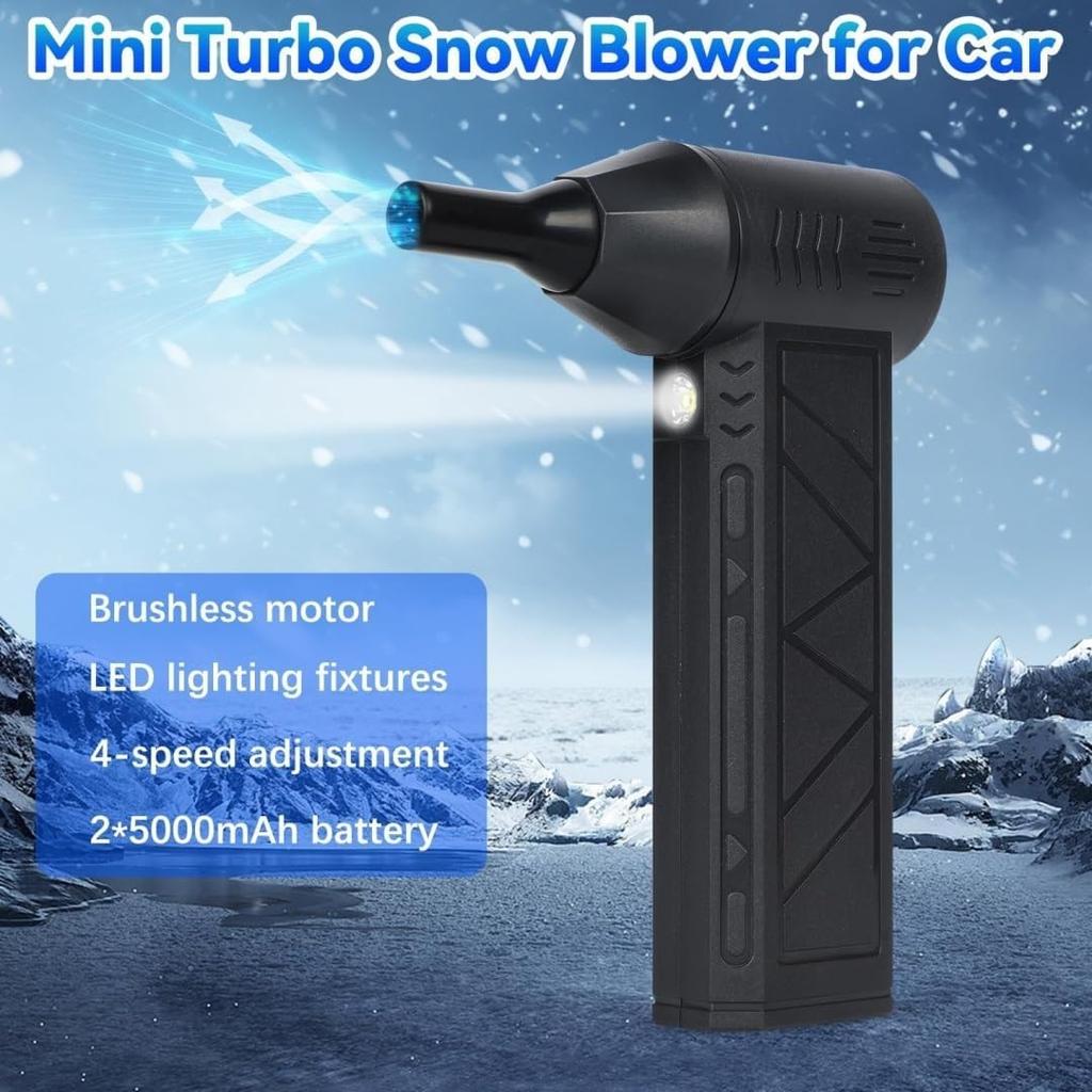 Brushless Mini LED Turbo Air Blower 130,000 RPM Portable Handheld Snow Removal Tool for Cars & Driveways, 4 Gear Adjustable Super Power Turbo Breeze