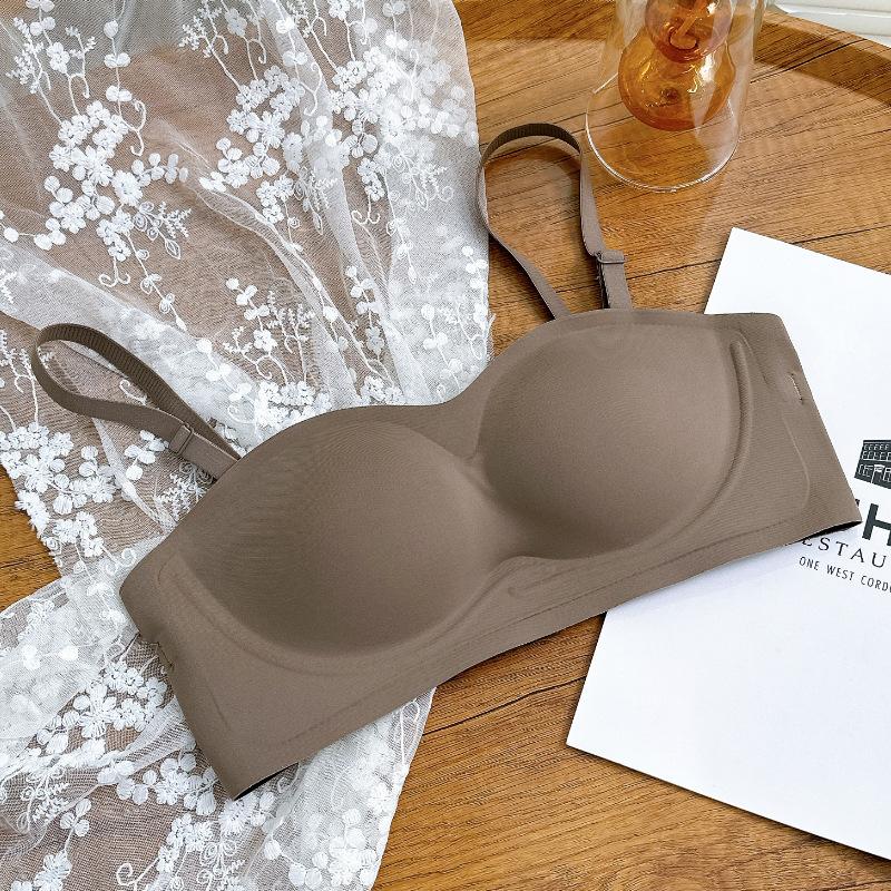 Big Orange Secret Strapless Tube Top Factory Removable Shoulder Strap No Steel Ring Gathering XL.