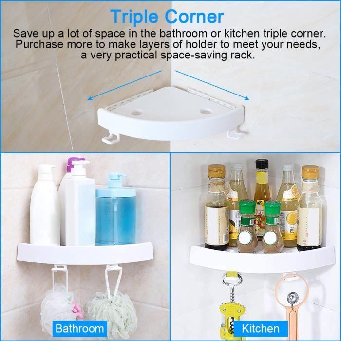 Shelf - LEMONBEST - Suction Cup Wall Mounted - Plastic - White - Bathroom