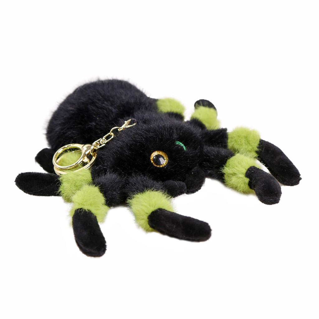 Gray Green Brown Spider Plush Doll With Short Hair For Bag Accessories And Gift Ideas For Girls