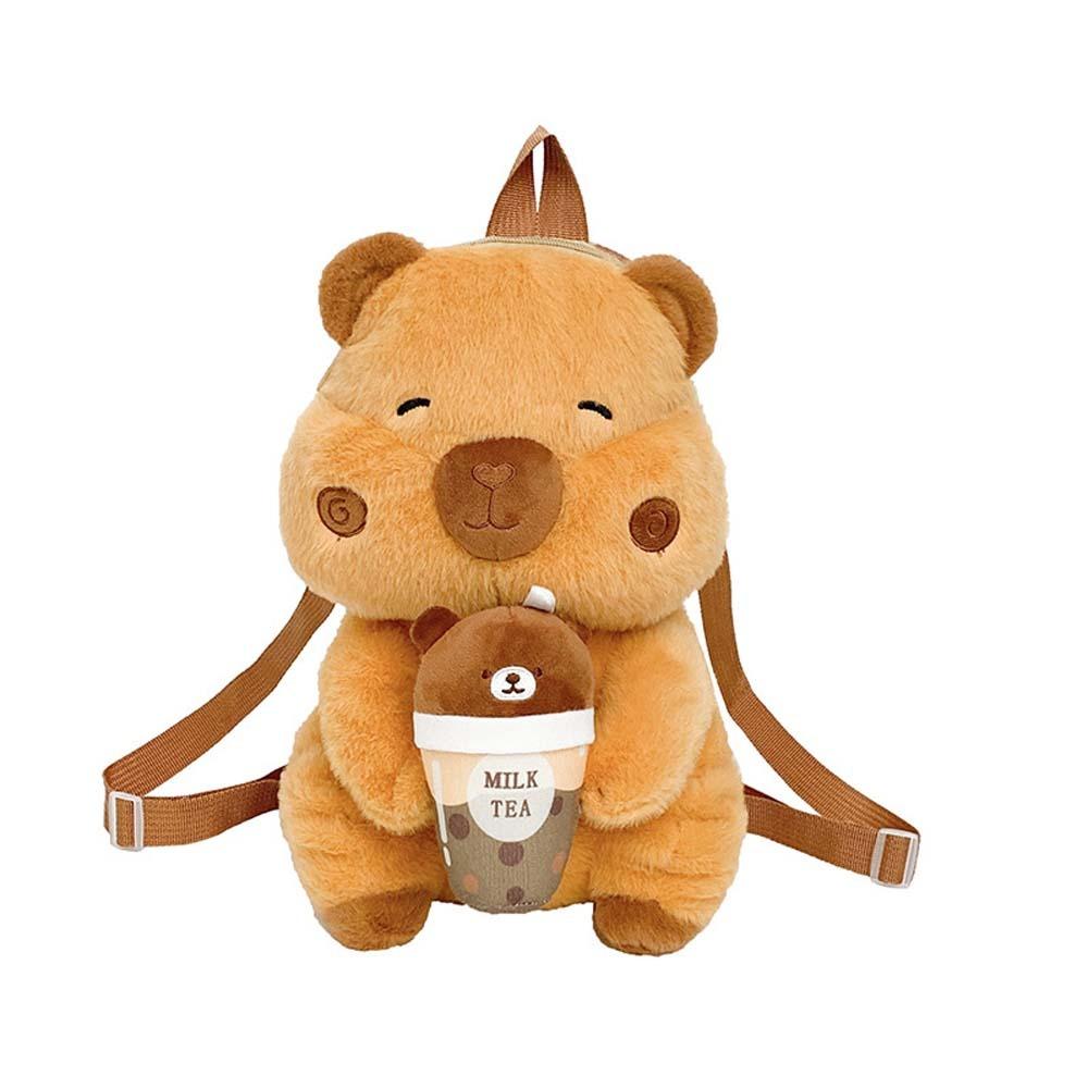Soft Brown Doll Bag Cute Cartoon Daypack Creative Capybara Plush Backpack  Gifts