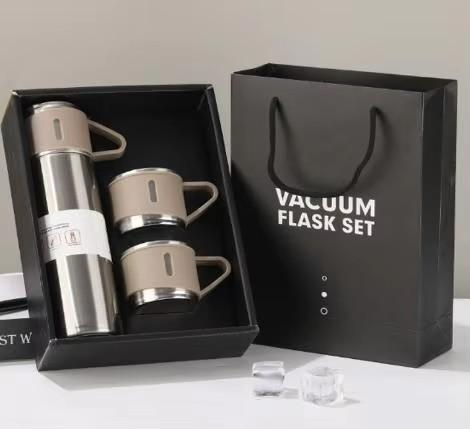 

304 Stainless Steel Thermos Gift Set with 3 Interchangeable Lids & Handle,Keeps Hot & Cold,Portable Travel Cup for Men & Women 401-500ml