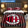 Set Biancheria da Letto Morbido Stampato AC Milan 3 Pezzi, Include 1 Copripiumino e 2 Federe Perfetto per Camera da Letto, Dormitorio, Regalo per Fan