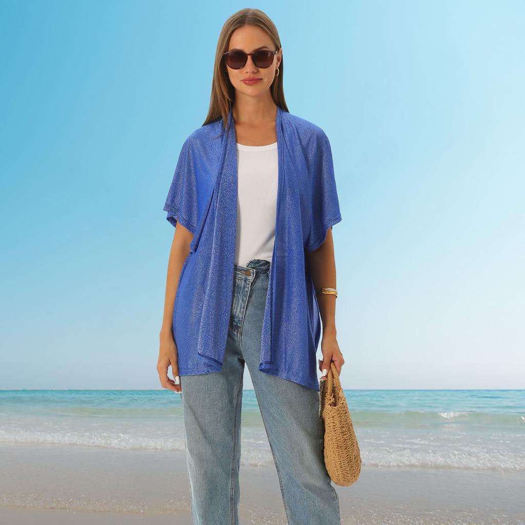 Women's Fashion Beach Solid Color Loose Beach Dress Patchwork Hollow Cover Up