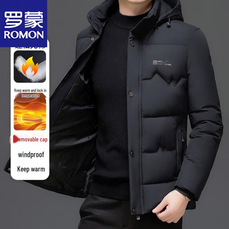 

ROMON Men s Thickened Hooded Plush Lined Winter Padded Jacket 6XL