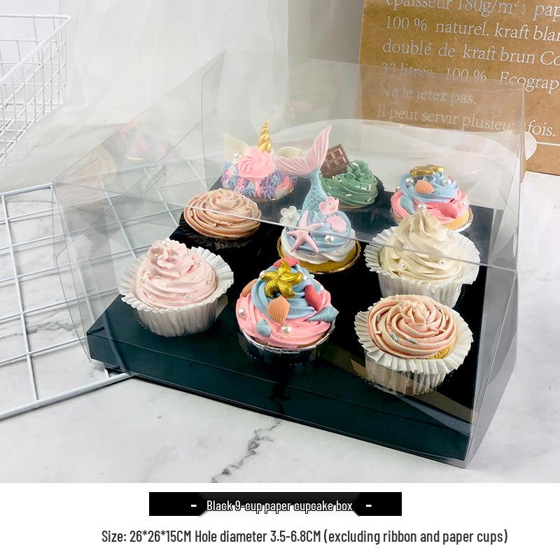 Бумажная коробка для кексов и маффинов (Вместимость 4/6/12) - Подходит для кексов, маффинов, креманок и т. д.
