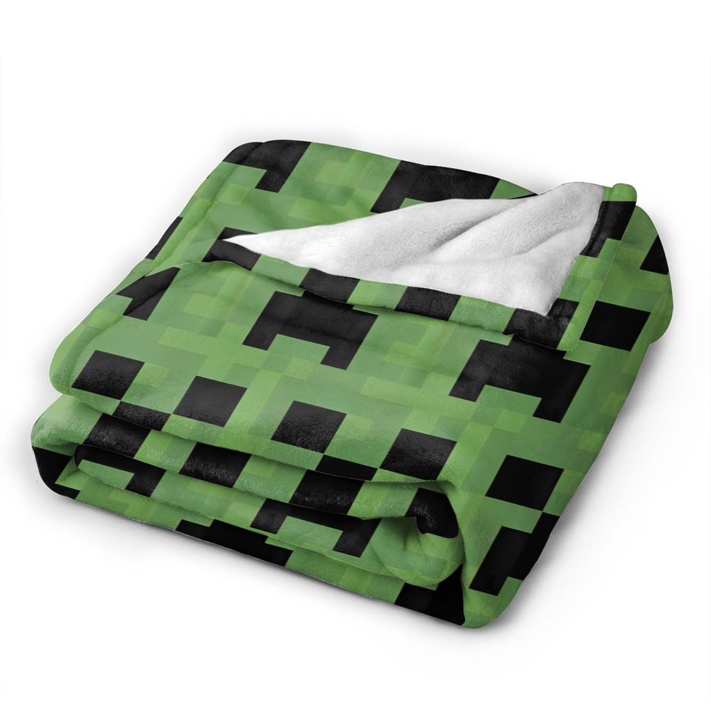 Creeper Big Face Videogame  Blanket Game Flannel Funny Warm Throw Blankets for Bedding Lounge Spring Autumn