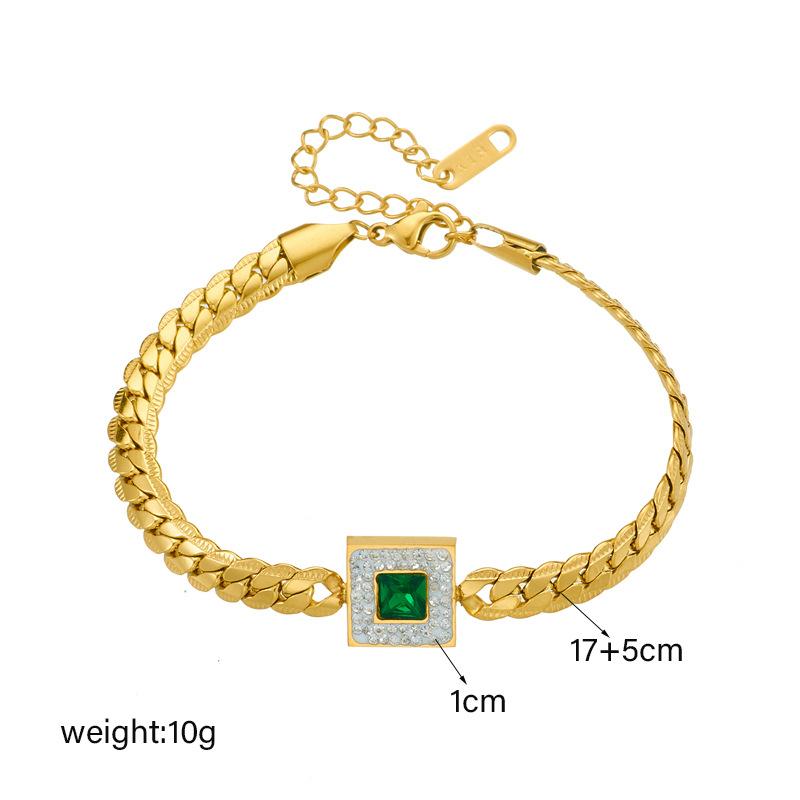 Ladies Zircon Two Layer Pendant Necklace and Bracelet Jewelry Set