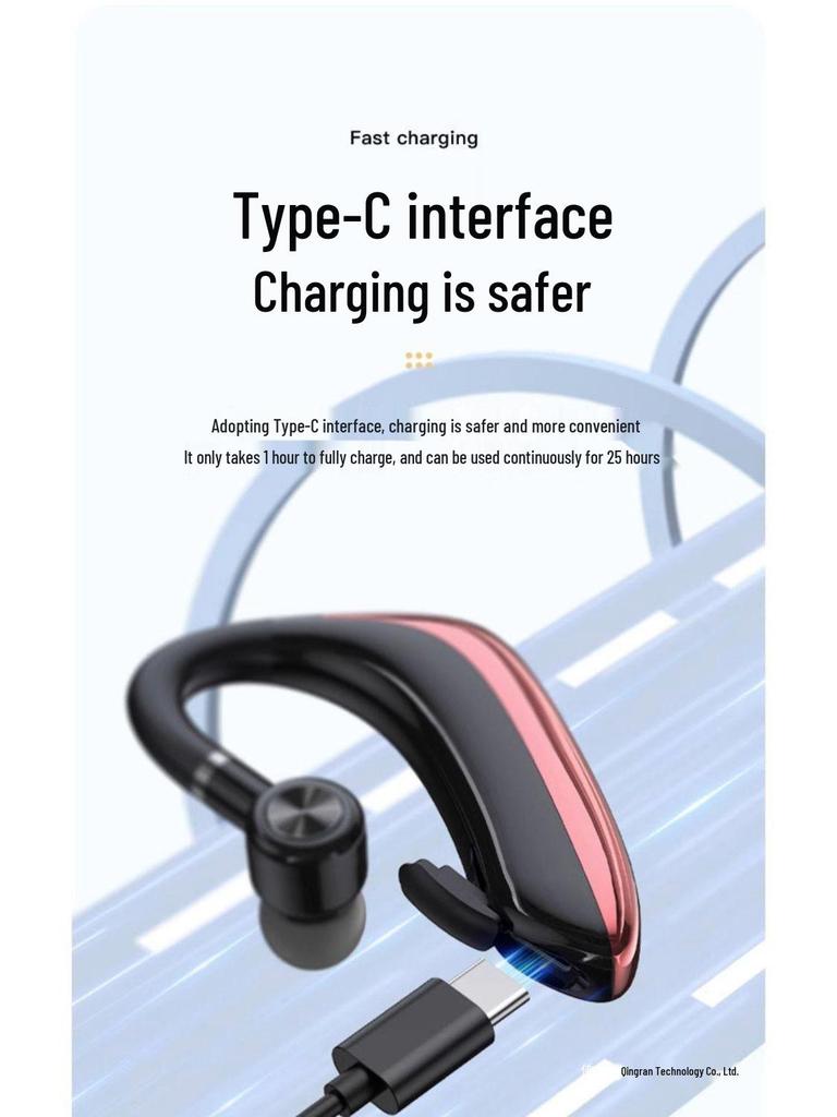Bluetooth Over-Ear Headphones with Ultra-Long Battery Life & High-Quality Sound, Suitable for Driving, Wearable on Either Ear