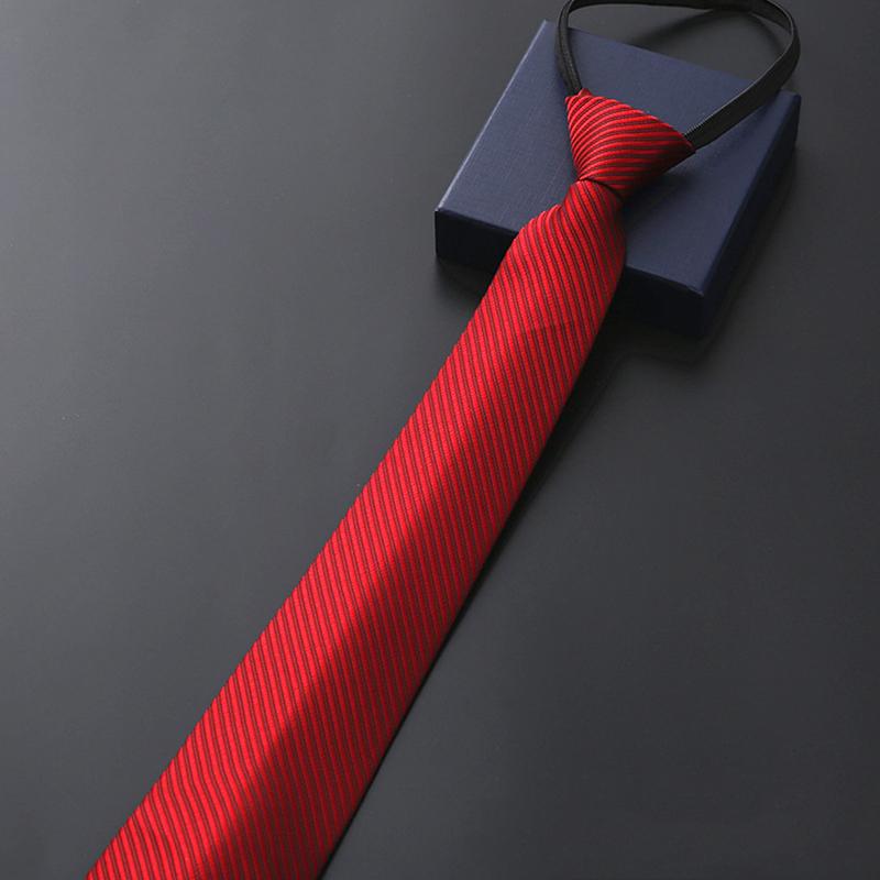 Elegant 8Cm Lazy Ties Blue Black Red Striped Men Shirt Business Dress Zipper Tie Neckties Accessories Wedding Groom