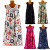 Women's Round Neck Sleeveless Maxi Dress Loose Fit Floral Print Lace Panel Plus Size Summer Swing Dress