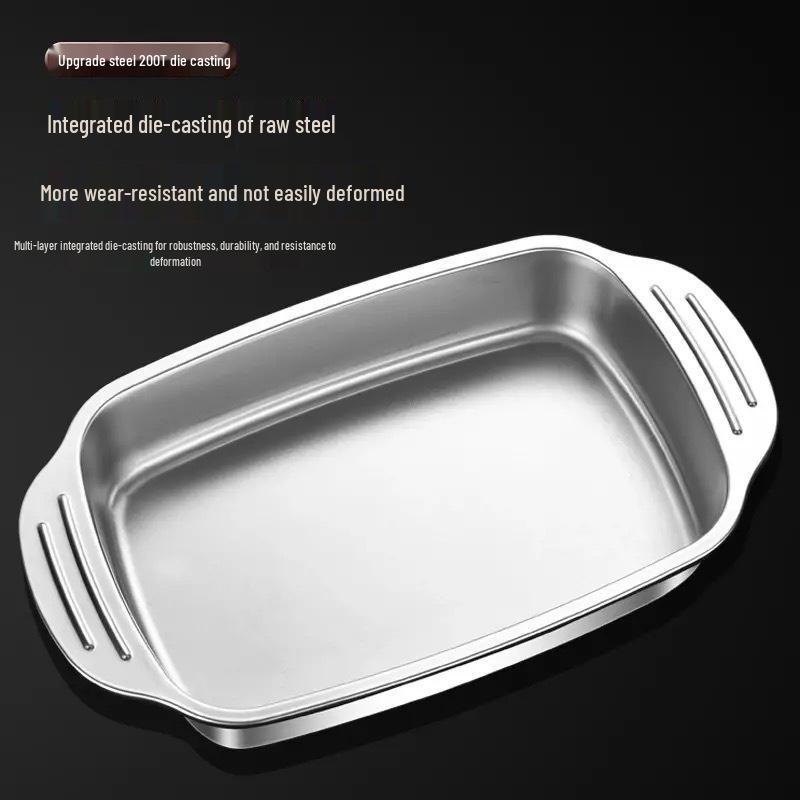 Stainless Steel Rectangular Grilled Fish Pan for Induction Cookers