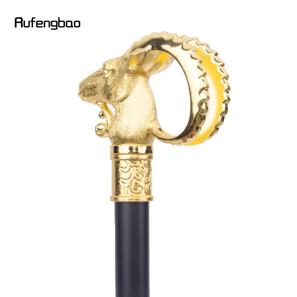 Golden Goat Sheep Animal Walking Stick Decorative Cospaly Vintage Party Fashionable Walking Cane Halloween Crosier 91cm