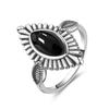 Vintage 925 Sterling Copper Ring Natural Black Onyx Ring Oval Round Stone Retro Fine Zircon Gift Sun Shaped For Women Men