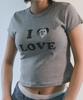 Beullusseonpeullawo I Love Cat Crop Top [Melange Gray]