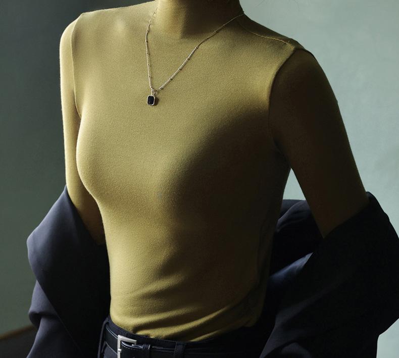 Elegantly Designed Women's Ruffle-Edged Half-High Neck Long-Sleeve Top for Autumn/Winter