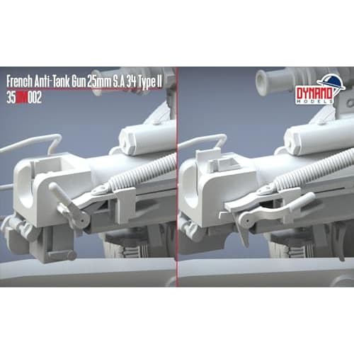 Dynamo Models 1/35 French Hotchkiss 25mm S.A. 34 Type 2 Anti-Tank Gun Premium Edition Plastic Model DYN35DM002P