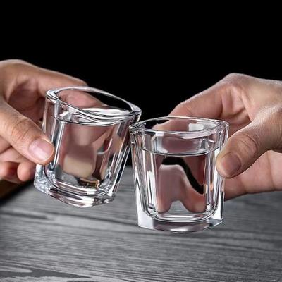 2pcs Sets Exquisite Cocktail Glass Luxury Wine Glasses Bar Brandy Beer Cups Transparent Glass Cup European Style Whiskey Glass