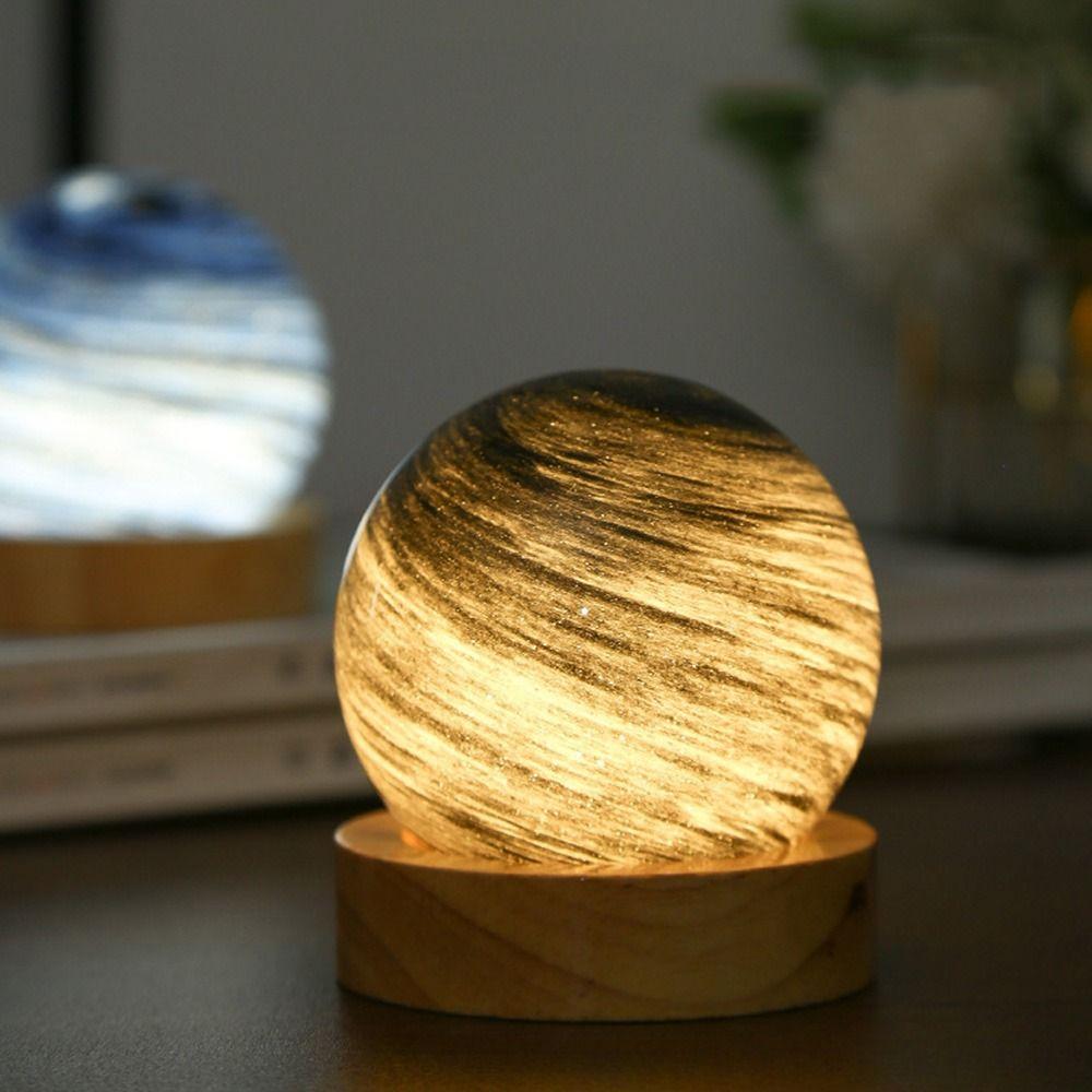 Luminous Glass Sphere 80MM LED Night Light USB Plug In Mini Planet Table Lamp Crystal Ball Girls