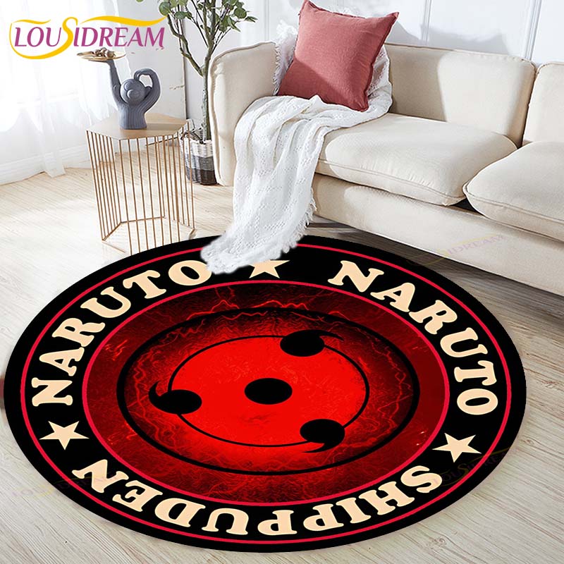 Cartoon Naruto Round Children Carpet Simplicity Animal Bunny Bee Pattern Children Flannel Carpet Baby Hand Print Carpet