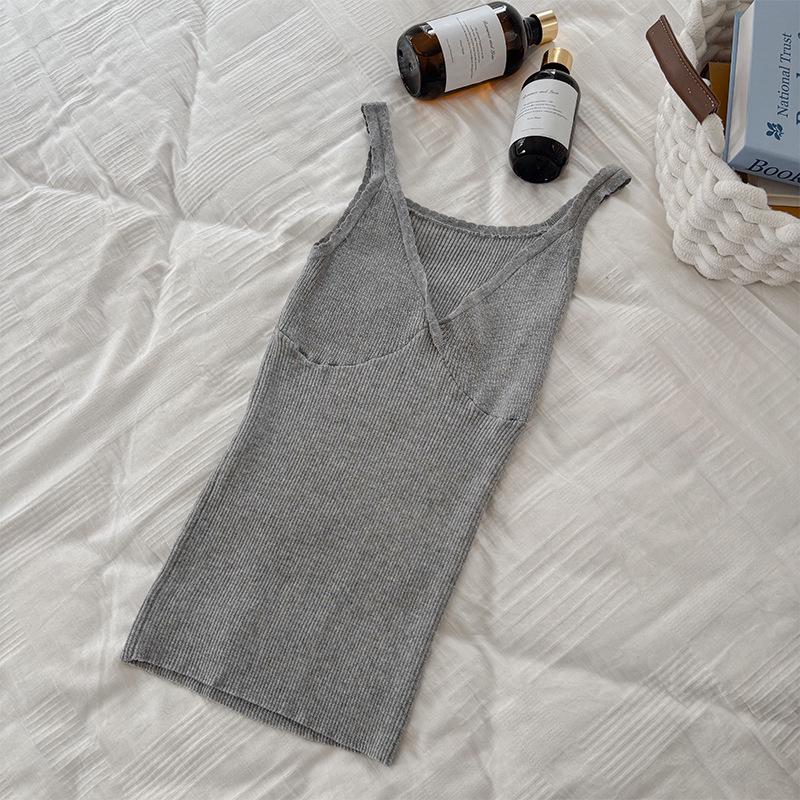 Women's Slimming V-Neck Lyocell Knit Camisole – Breathable, Sleeveless Base Layer for Summer