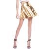 Women's Nightclub Stage Solid Color Performance Dress PU Pleated Skirt