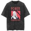 Kettensägenmann Power Blutdämon Anime T-Shirt 2026 Sommer Vintage Gewaschen Unisex Baumwolle Lockere Passform Kurzarm Streetwear Grafik