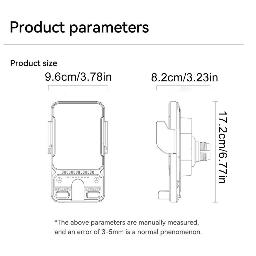 15W Auto-Clamping Wireless Car Charger Mount Fast Charging Air Vent Phone Holder with One-Hand Operation for Driving серебряный