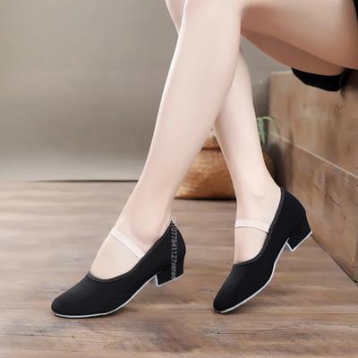 Bambine che sostengono l'esame di balletto, Danza etnica a suola morbida, Scarpe da ballo con tacco nero, Allenamento estivo, Danza per bambini, Danza dell'insegnante