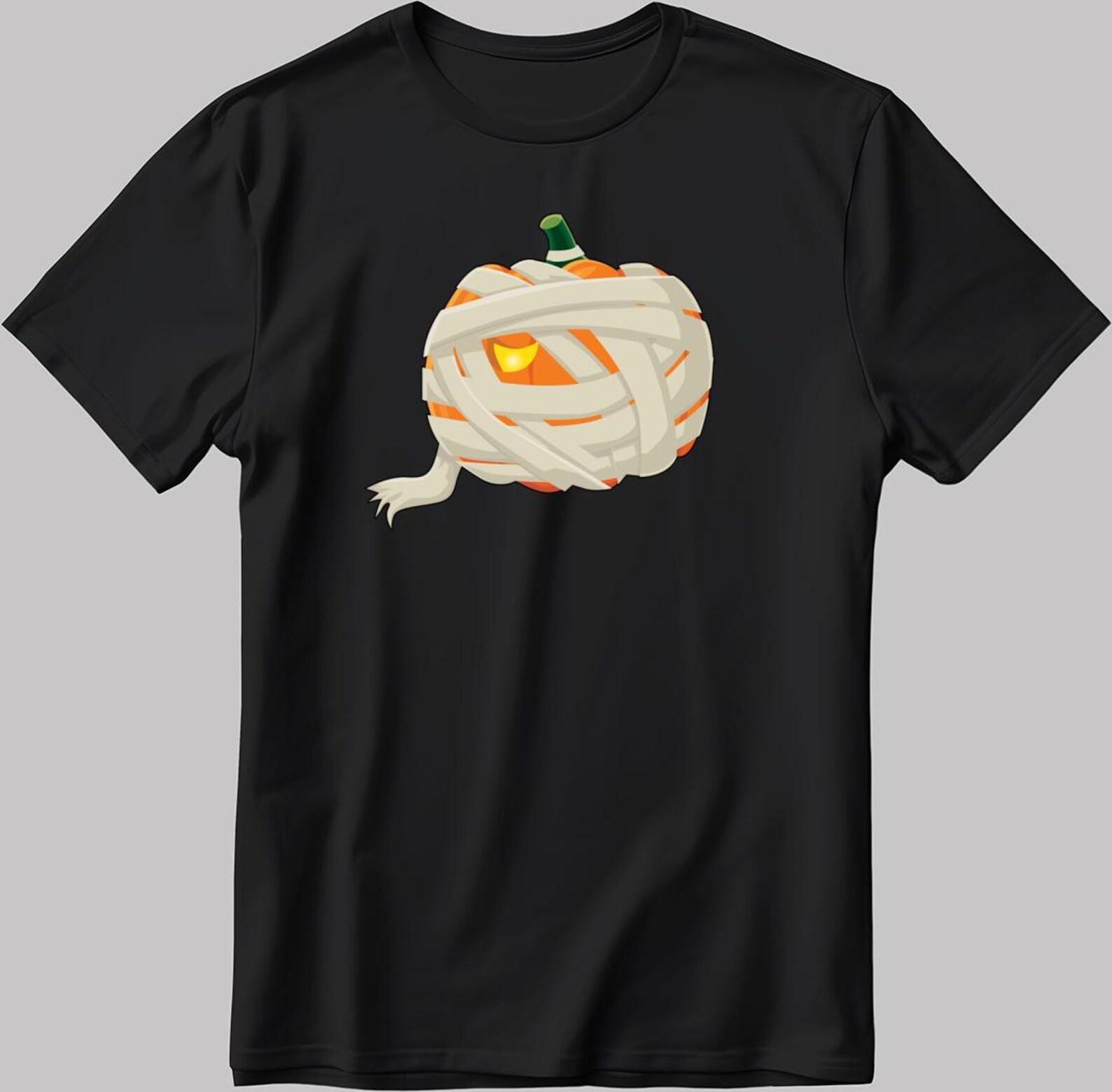 Happy Halloween pumpkin and mummy Short Sleeve White-Black Men s / Women s T-Shirt H607 L