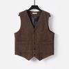 Men's Retro British Plus Size Multi-Pocket Corduroy Herringbone Vest