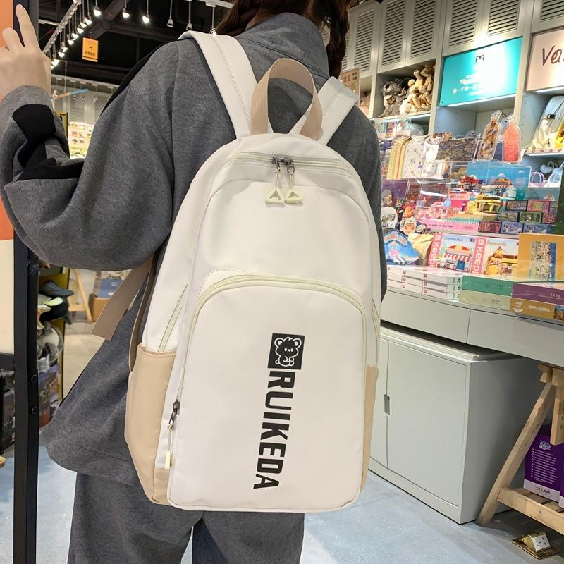 School Bag Women's New Junior High School Backpack High School Retro College Large Capacity Travel College Backpack