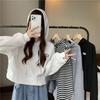 2025 Plus Size Women's Cropped Hoodie - Autumn/Winter Korean Style Loose Fit