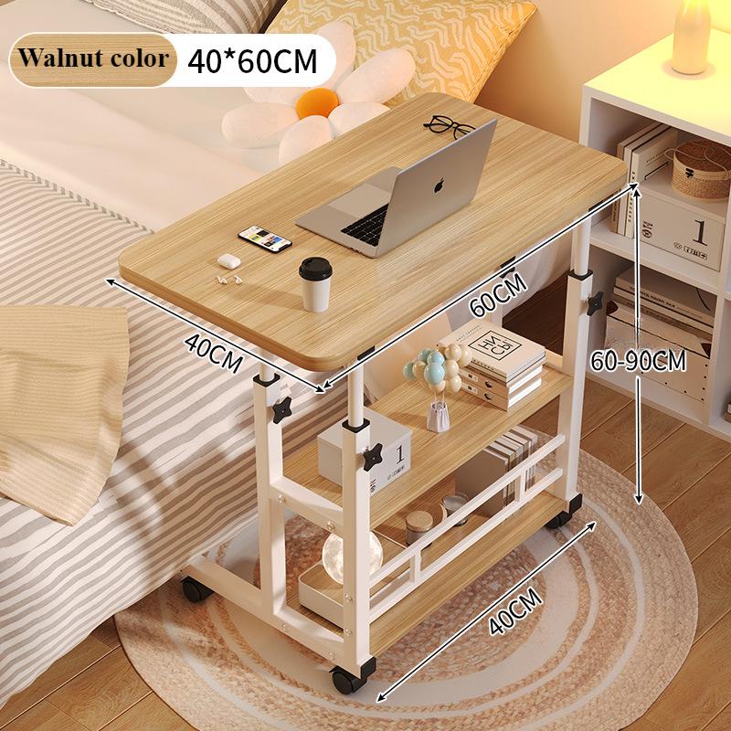 Mobile Portable Desk Adjustable Height Study Table with Storage Shelf Bedside Desk for Working Eating OPTIONAL USB Fan & Light