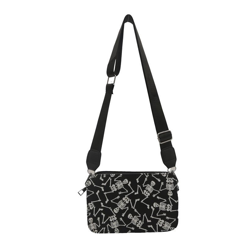 Sac à Bandoulière Crâne d'Halloween pour Femmes en Cuir PU Sacoche Décontractée Bandoulière avec Fermeture Éclair