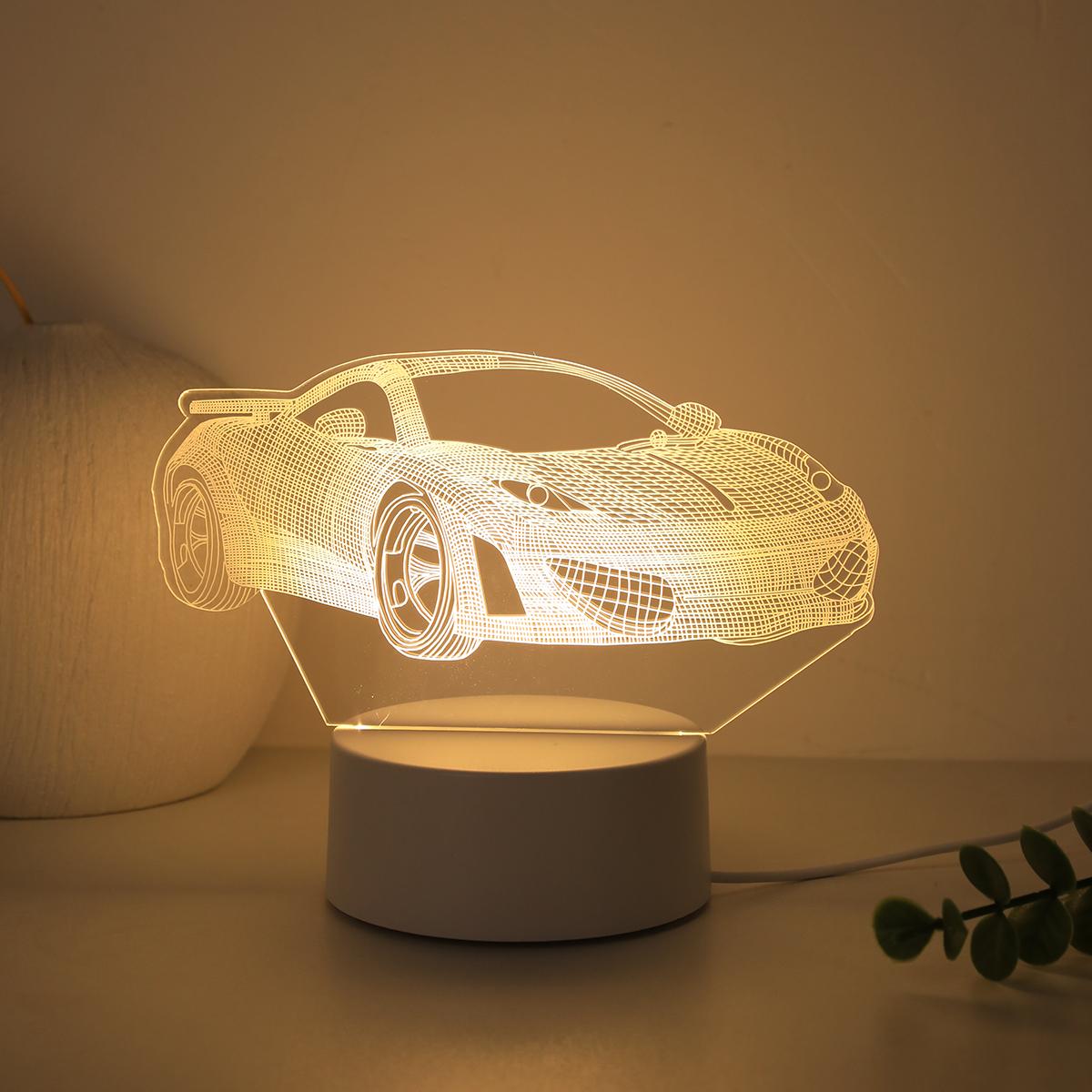 

3D monochrome warm light sports car acrylic small night light home decoration night light suitable for bedrooms, study rooms